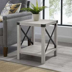 Rustic Wood Side Table - Stone Grey