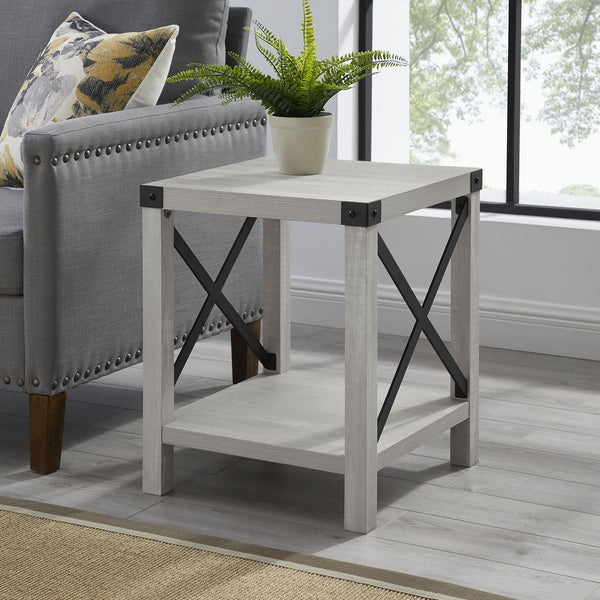 Rustic Wood Side Table - Stone Grey