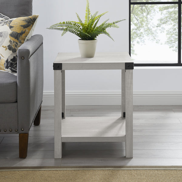 Rustic Wood Side Table - Stone Grey