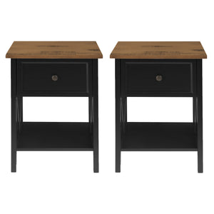 Walker Edison Rustic V-Frame Side Table Set XIIXR AF19NATSTBRO-2PK