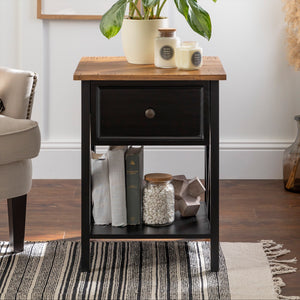 Walker Edison Rustic V-Frame Side Table Set XIIXR AF19NATSTBRO-2PK