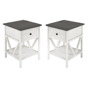 Walker Edison Rustic V-Frame Side Table Set XIIXR AF19NATSTWWG-2PK