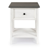 19" 1 Drawer Wood Side Table - Grey / White Wash