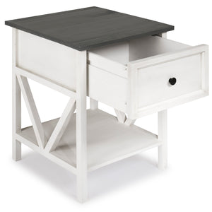 19" 1 Drawer Wood Side Table - Grey / White Wash