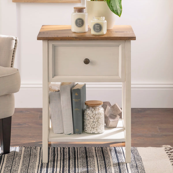 Walker Edison Rustic V-Frame Side Table Set XIIXR AF19NATSTWWR-2PK