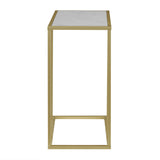 Modern End Table Faux White Marble/ Gold
