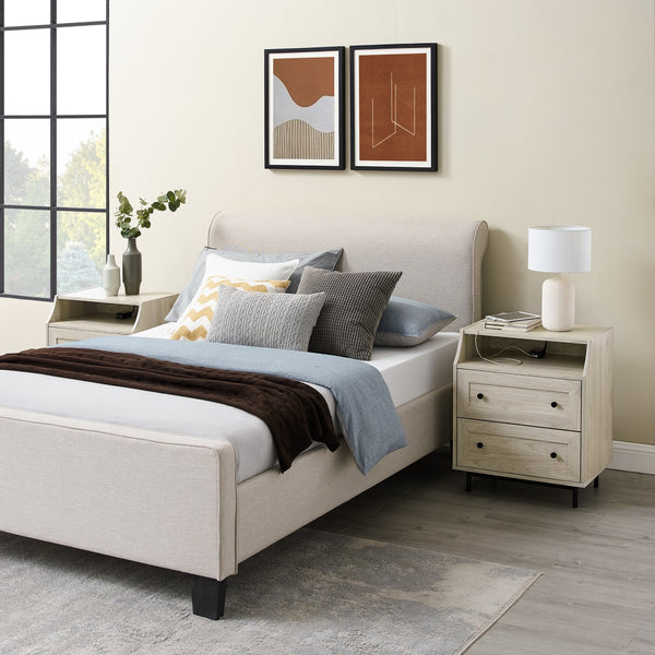 2 Drawer Nightstand with USB, Set of 2 - Birch