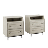 2 Drawer Nightstand with USB, Set of 2 - Birch