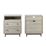 2 Drawer Nightstand with USB, Set of 2 - Birch