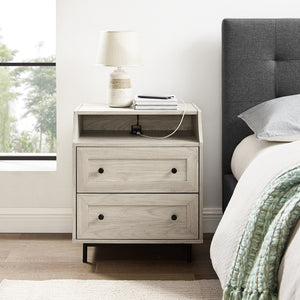 Welsh 22" Curved Open Top 2 Drawer End Table with USB