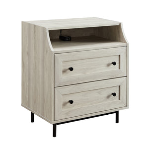 Welsh 22" Curved Open Top 2 Drawer End Table with USB
