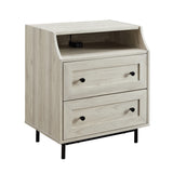 Welsh 22" Curved Open Top 2 Drawer End Table with USB