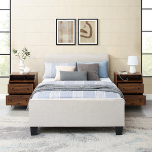 2 Drawer Nightstand with USB, Set of 2 - Dark Walnut