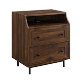 Welsh 22" Curved Open Top 2 Drawer End Table with USB