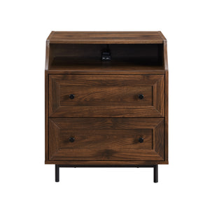 Welsh 22" Curved Open Top 2 Drawer End Table with USB
