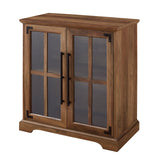 Modern Farmhouse Windowpane 2-Door Accent Cabinet – Reclaimed Barnwood