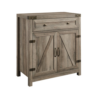 30" Farmhouse Barn Door Accent Cabinet Grey Wash
