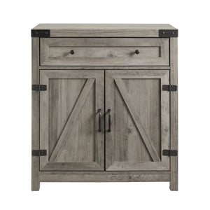 30" Farmhouse Barn Door Accent Cabinet Grey Wash