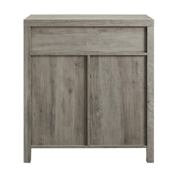 30" Farmhouse Barn Door Accent Cabinet Grey Wash