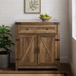 30" Farmhouse Barn Door Accent Cabinet Reclaimed Barnwood