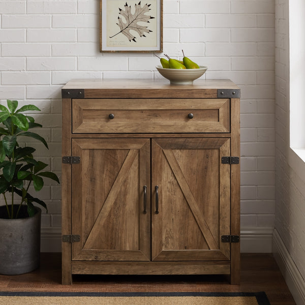 30" Farmhouse Barn Door Accent Cabinet Reclaimed Barnwood