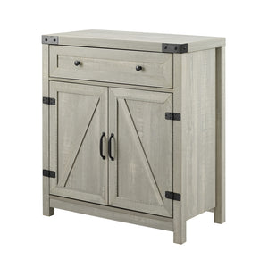 30" Farmhouse Barn Door Accent Cabinet Stone Grey
