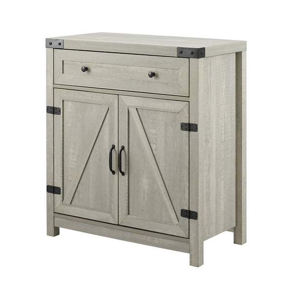 30" Farmhouse Barn Door Accent Cabinet Stone Grey