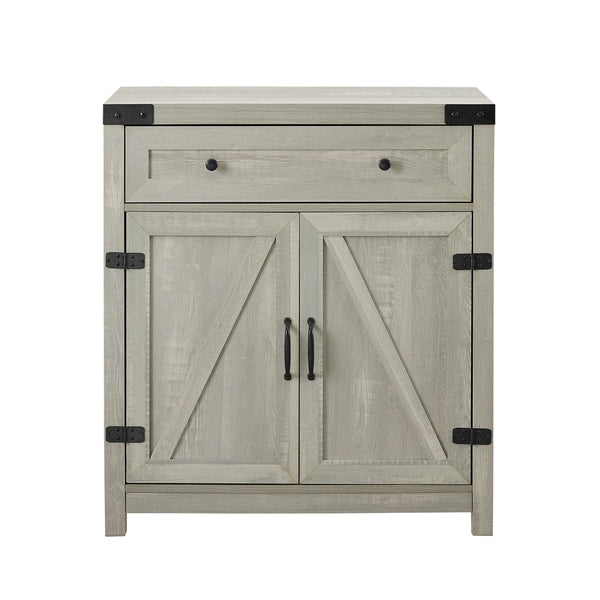 30" Farmhouse Barn Door Accent Cabinet Stone Grey