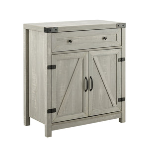 30" Farmhouse Barn Door Accent Cabinet Stone Grey