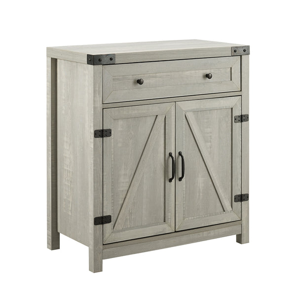 30" Farmhouse Barn Door Accent Cabinet Stone Grey