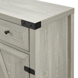 30" Farmhouse Barn Door Accent Cabinet Stone Grey