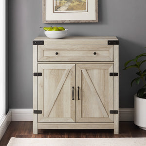 30" Farmhouse Barn Door Accent Cabinet White Oak
