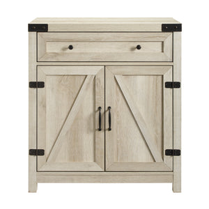 30" Farmhouse Barn Door Accent Cabinet White Oak