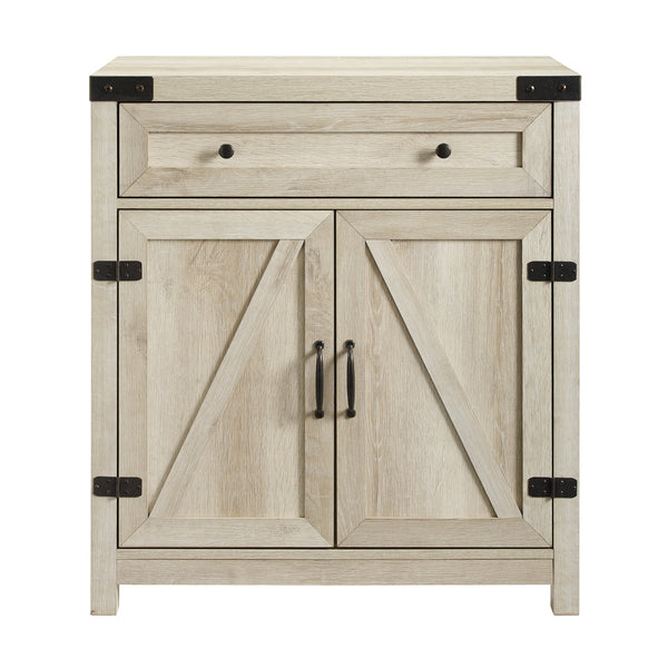 30" Farmhouse Barn Door Accent Cabinet White Oak