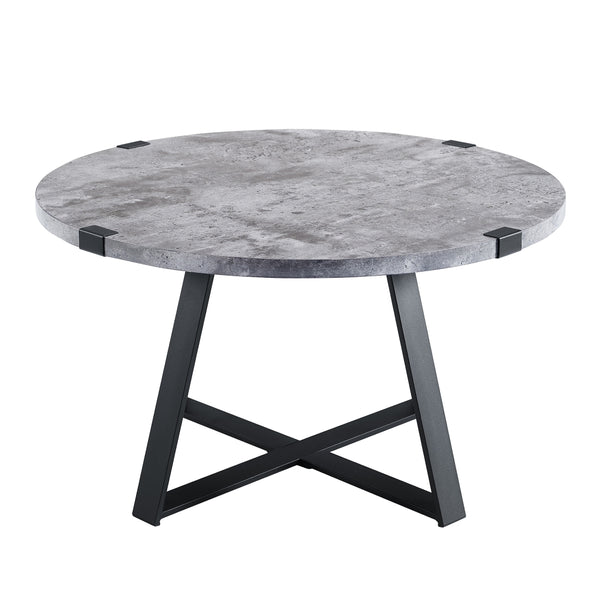 Rustic Round Coffee Table Dark Concrete