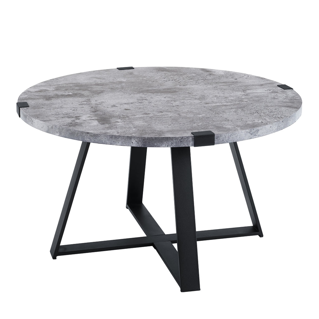 Rustic Round Coffee Table Dark Concrete