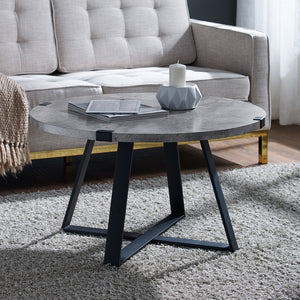 Rustic Round Coffee Table Dark Concrete