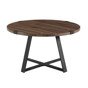 Rustic Round Coffee Table Dark Walnut