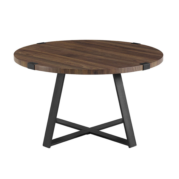 Rustic Round Coffee Table Dark Walnut