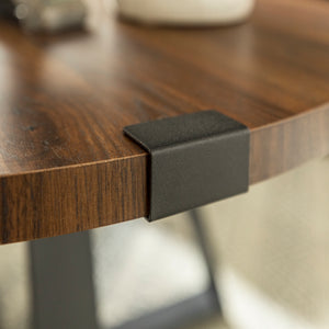 Rustic Round Coffee Table Dark Walnut