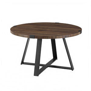 Rustic Round Coffee Table Dark Walnut