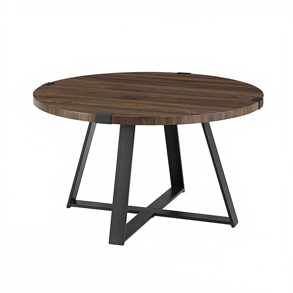 Rustic Round Coffee Table Dark Walnut