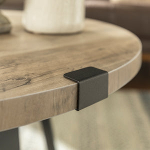 Rustic Round Coffee Table Grey Wash