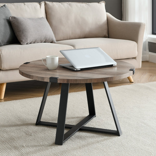 AF30MWCTGW - Rustic Round Coffee Table Dark Concrete