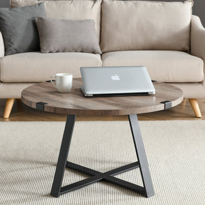 AF30MWCTGW - Rustic Round Coffee Table Dark Concrete