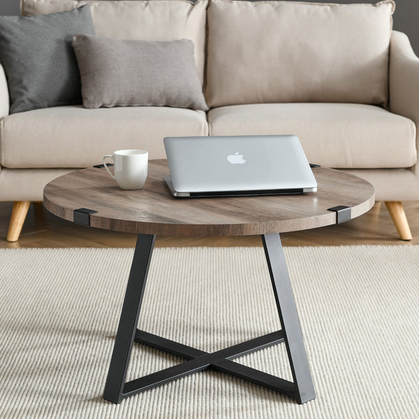 AF30MWCTGW - Rustic Round Coffee Table Dark Concrete