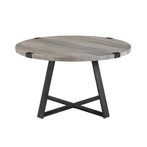 Rustic Round Coffee Table Grey Wash