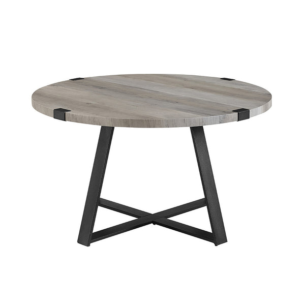 Rustic Round Coffee Table Grey Wash
