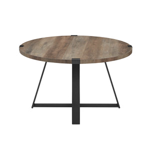 Rustic Round Coffee Table Grey Wash