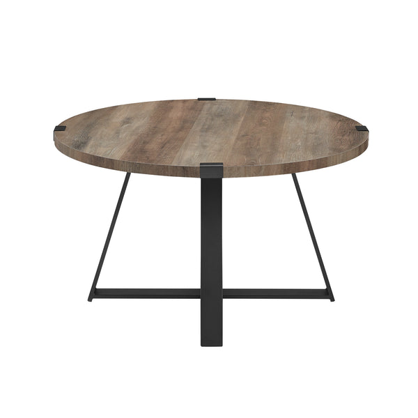 Rustic Round Coffee Table Grey Wash